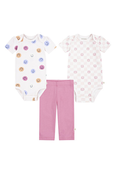 Huggies طقم هج للبنات من شاتو روز، مكون من 3 قطع، بدلة جسم وبنطال