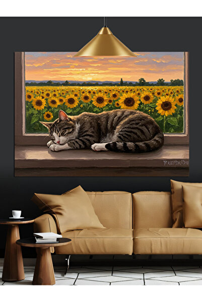KanvasSepeti Floarea-soarelui Pictură în ulei de înaltă calitate texturat Can...