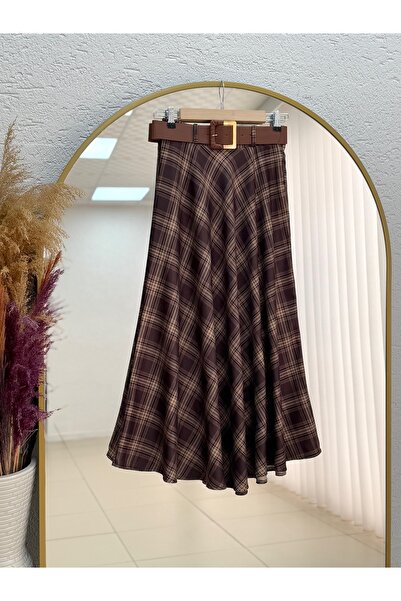 MİHRA STORE Φούστα με σχέδιο Filisia-GS6448 Καφέ