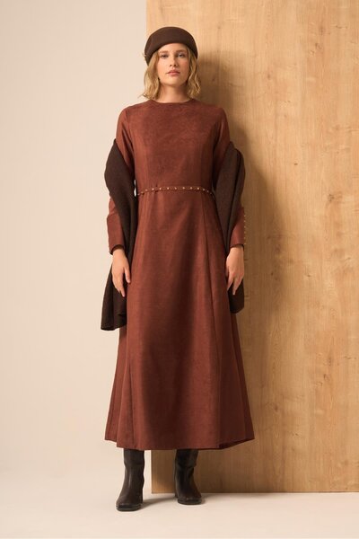 FTZ WOMEN Kadın Süet Elbise Kiremit 31219