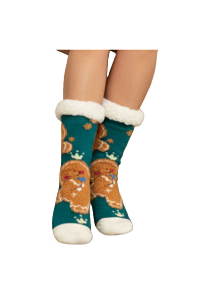 OEM 1 pair of Christmas themed fleece socks for women, non-slip, 31508-4