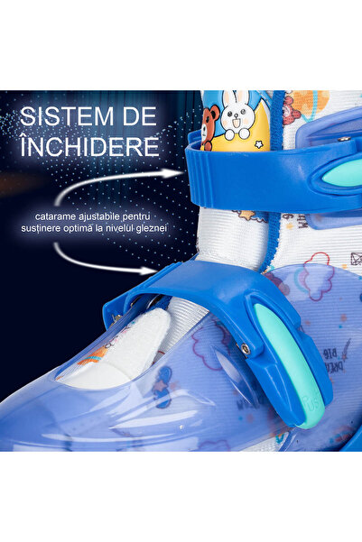 ACTION ONE Beginner roller set, S (31-34), light wheels, with helmet, protectors, bag, blue