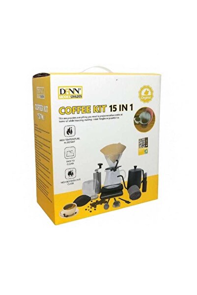 Denx 15-in-1 Professional Coffee Brewing Set: Manual Grinder, Glass Server, Stainless Steel Kettle, and Complete Accessories for Coffee Lovers