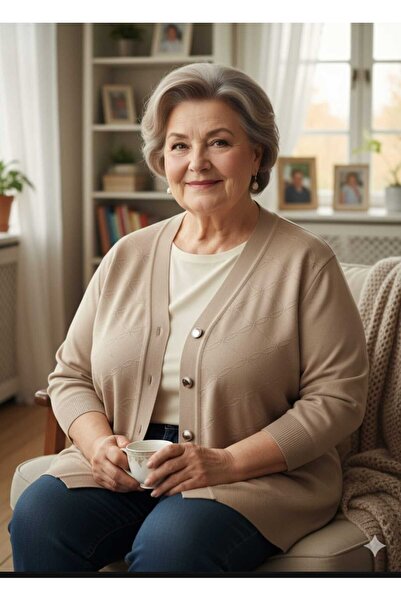 Aylin Long Sleeve Buttoned Knitwear Mother Cardigan