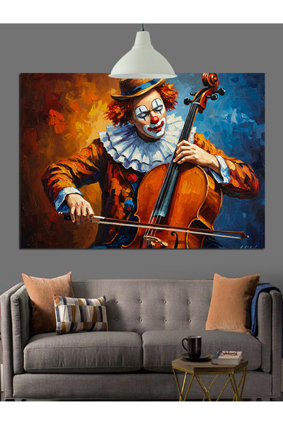 KanvasSepeti Clown Cello Pictură în ulei de înaltă calitate texturat Canvas C...