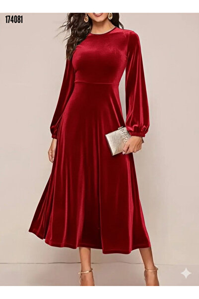 Valeria Butik Long Sleeve Velvet Dress