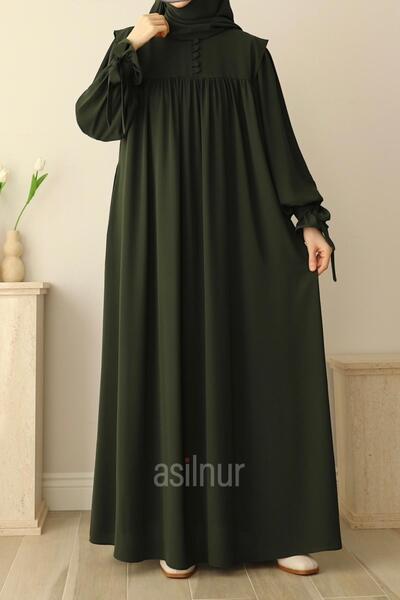 ASİLNUR Zeynep Sleeve Tied Dress Khaki