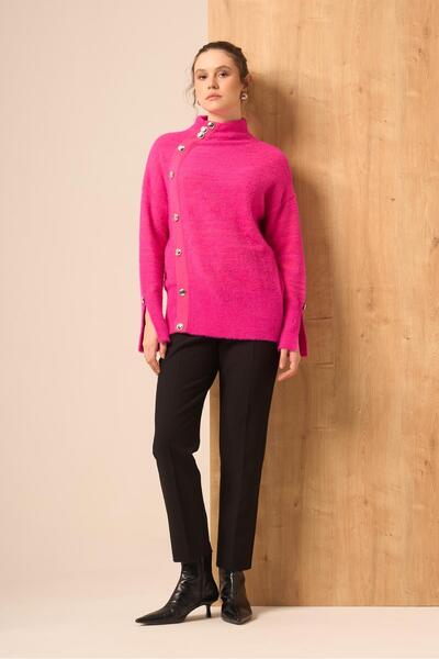 FTZ WOMEN Women's Button Detail Sweater Fuchsia 25064