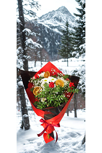 gül bahçesi çiçekçilik Yılbaşı Kokina ve Papatya Buketi