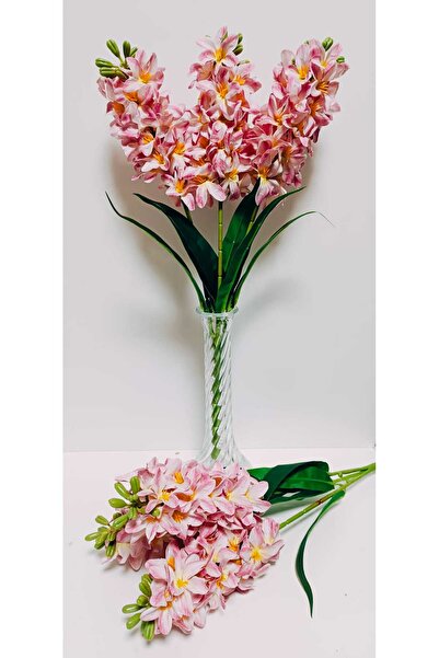 OSO HOME A+A Kalite Şebboy-Sümbül Pembe Demet Çiçek 3 Dallı 6 Yapraklı 50 cm