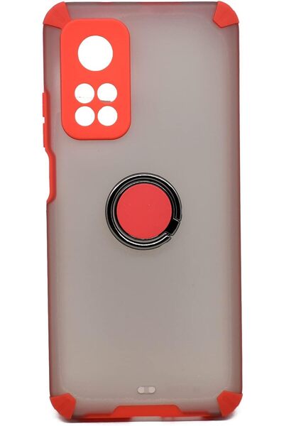 Generic Protective case with magnetic metal ring kickstand for Xiaomi Mi 10T / 10T Pro (Red, Stainless Steel