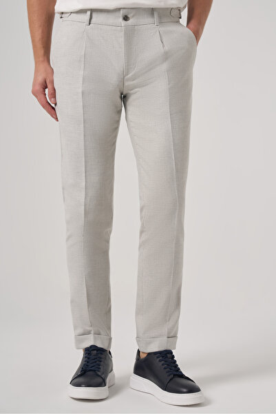 Morven Men's Gray Trend Pleated Slim Fit Trousers