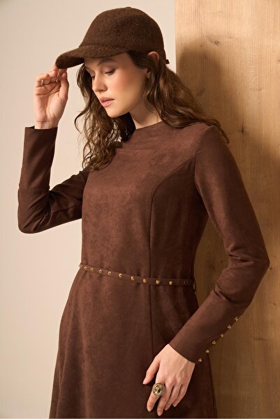 FTZ WOMEN Kadın Süet Elbise Acı Kahve 31219