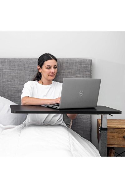 Roscoe Medical Carex Overbed Table - Adjustable Rolling Laptop/Bedside Table, Brown (ROS-OBT)