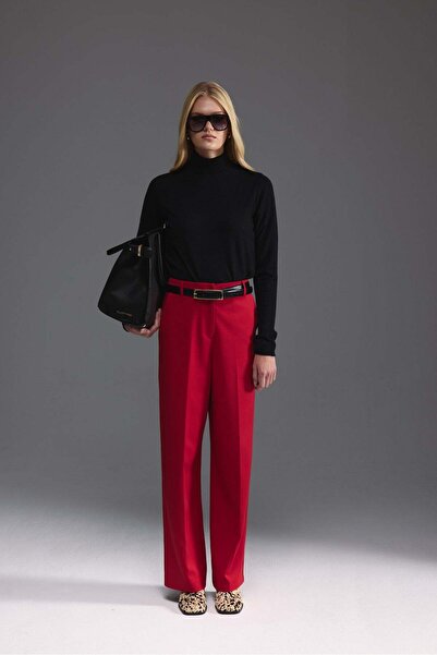 Tailors Room Straight Cut High Waist Trousers - Red