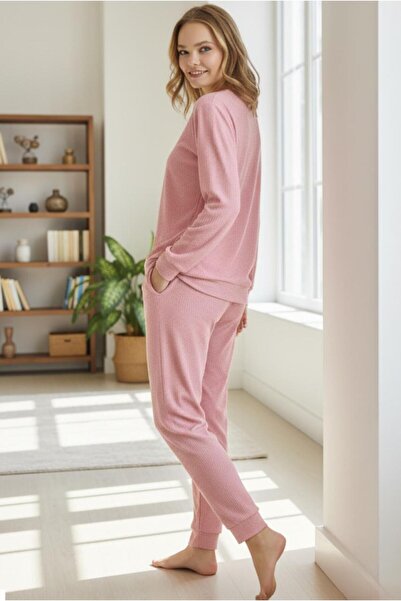 MORRO Women's Corded Fabric Towel Velour Pajama Set - Soft Textured Winter Loungewear Set