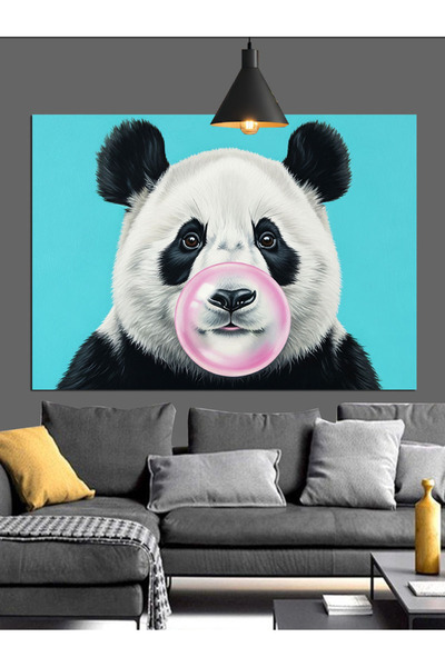 KanvasSepeti Panda Bear Cute Pictură în ulei de înaltă calitate texturat Canv...