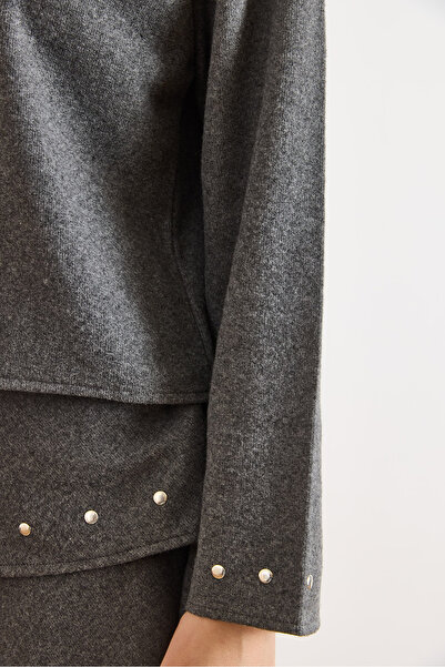 Olalook Women's Smoked Staple Detailed Winter Thessaloniki Blouse Blz-19003180