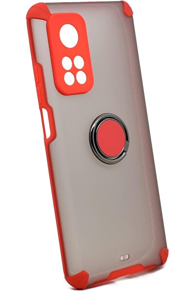 Generic Protective case with magnetic metal ring kickstand for Xiaomi Mi 10T / 10T Pro (Red, Stainless Steel