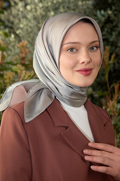 Levidor cu două fețe Twill mătase Eșarfă Gri-pudră