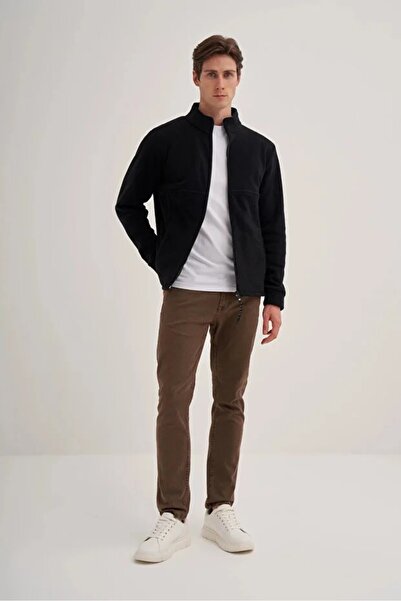 Cazador Caz 5127 Di̇k Yk. Polar Sweat Cardigan Black