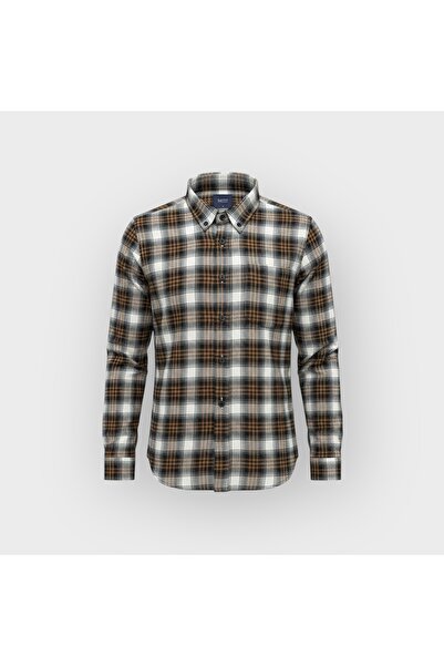 KAMER Regular Fit Winter Long Sleeve Button-Up Collar Plaid Multi-Color Shirt 3870t