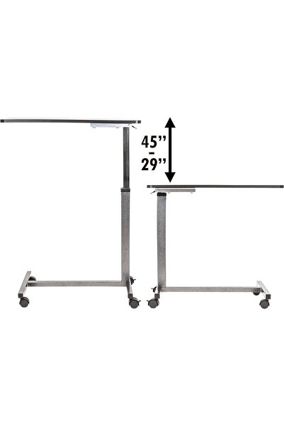 Roscoe Medical Carex Overbed Table - Adjustable Rolling Laptop/Bedside Table, Brown (ROS-OBT)