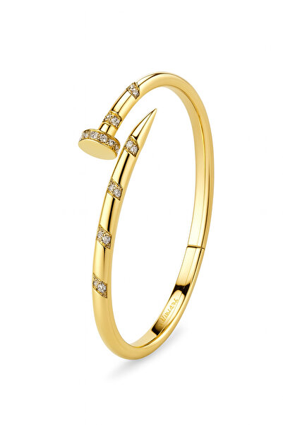 Sense of Atelier سوار مسمار مرصع بالحجارة-ذهبي