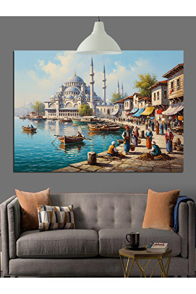 KanvasSepeti Istanbul Sahil Pictură în ulei de înaltă calitate d texturat Pân...