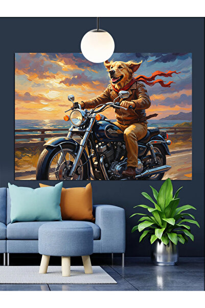 KanvasSepeti Motociclism Pictură în ulei de înaltă calitate texturat Pânză Pi...