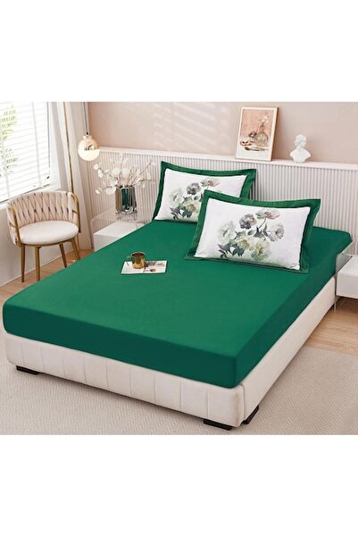 MHR Fitted sheet and 2 pillowcases, with elastic, Finet, 2 persons, 160x200cm, Green