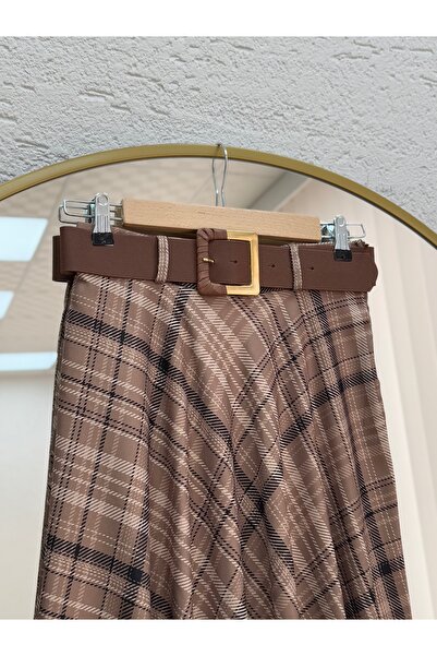 MİHRA STORE Φούστα με σχέδιο Filisia-GS6448 Mink