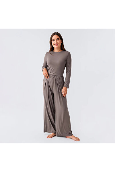 Penelope Relax Crop Wide Leg Stretchy Viscose Pajama Set - Vızons
