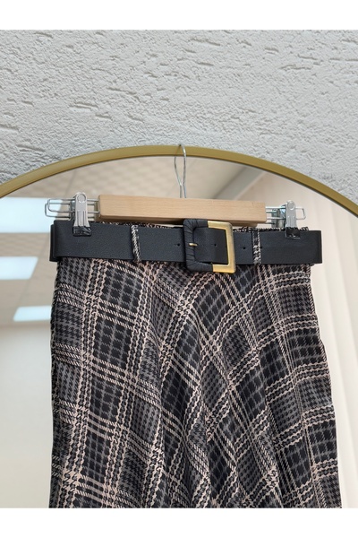 MİHRA STORE Φούστα με σχέδιο Filisia-GS6448 Μαύρη