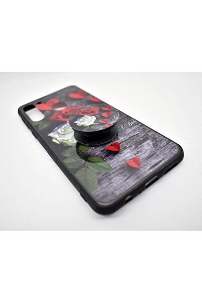 Generic Stylish Back Cover with Stand for Samsung Galaxy A21 (Red and Black)