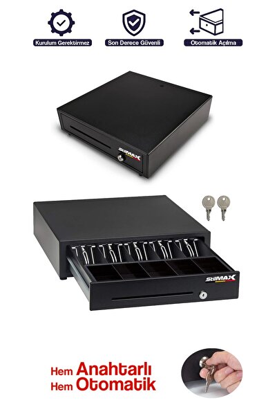 stilmax Büyük Boy Elektronik Kasa Çekmecesi – Pos Uyumlu Çelik Gövde, 5+5 Par...