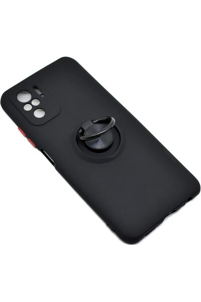 Generic Invisible Car Case with Magnetic Holder & Finger Ring TPU for Xiaomi Redmi Note 10 / 10s (Black)