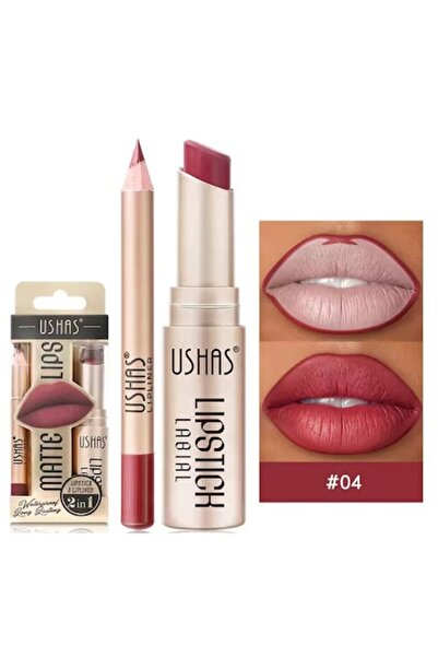 Ushas Cosmetics Set creion si ruj Lip Combo by Ushas, nuanta 04 Blush Crush