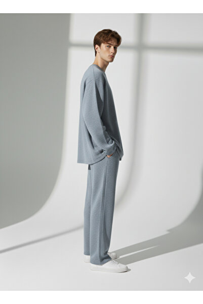 ribana Unisex Crew Neck Printed Pockets Long Sleeve 2-Piece Set