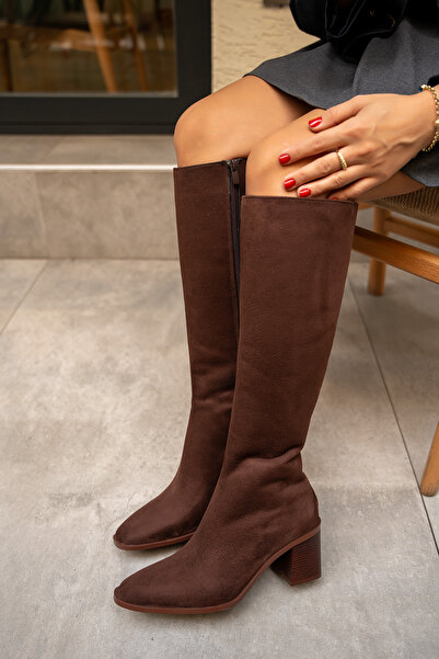 LAMİNTA Γυναικείες μπότες με τακούνι Volera Bitter Brown Suede