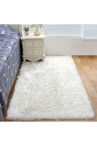 KEKE Modern Fluffy Long Pile Area Rug Non-Slip Super Soft Decor Contemporary Carpet 150*230 Cm