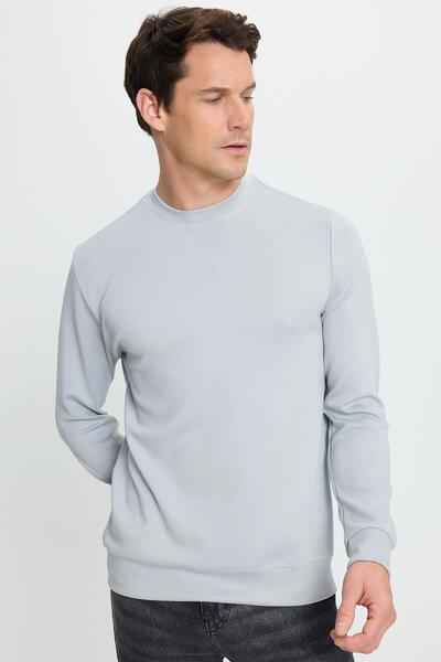 Tudors Ανδρικό φούτερ με μακρύ μανίκι με λαιμόκοψη σε γκρι χρώμα