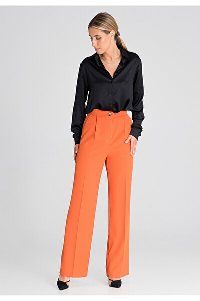 Figl Women's high-waisted orange office trousers M949, size M