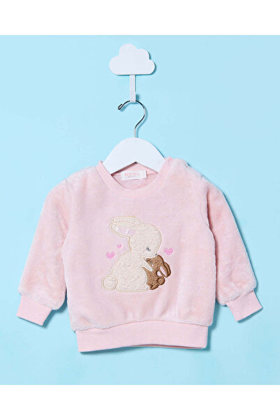 REDTAG Infant Girls Pink Embellished Sweatshirt
