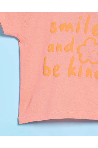 REDTAG Infant Girls Peach Printed Casual T-Shirt