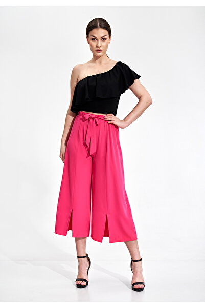Figl Women's culottes - elegant pink pants for women M860 size XL