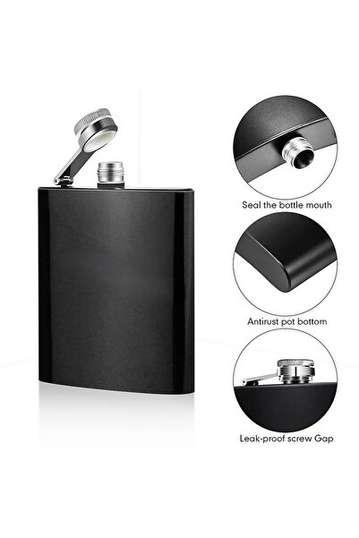 zola Metal pocket bottle, for strength, 240 ml, 13.5 x 8.5 x 1.5 cm, black