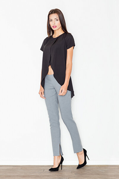 Figl Women's trousers with slits on the legs, gray M474, size S