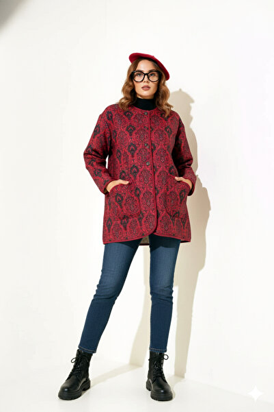 Kirazgym Retro Pattern Snap Fastener Quilted Cap Jacket