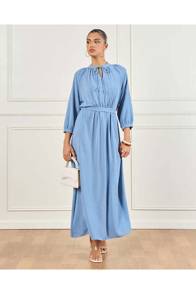 REDTAG Women Blue Plain Maxi Dress